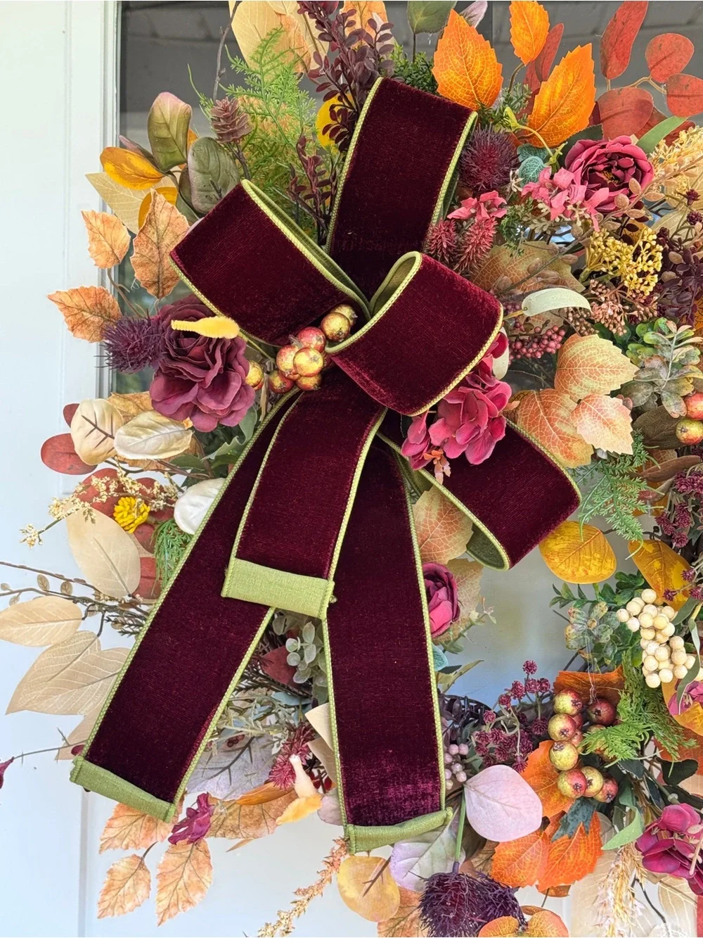 Burgundy Velvet & Autumn Wreath
